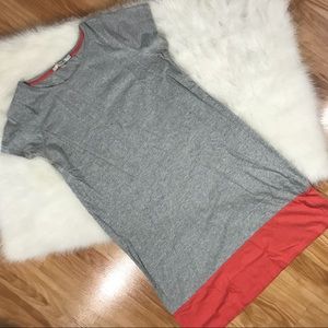 Boden grey and coral color block T-shirt dress